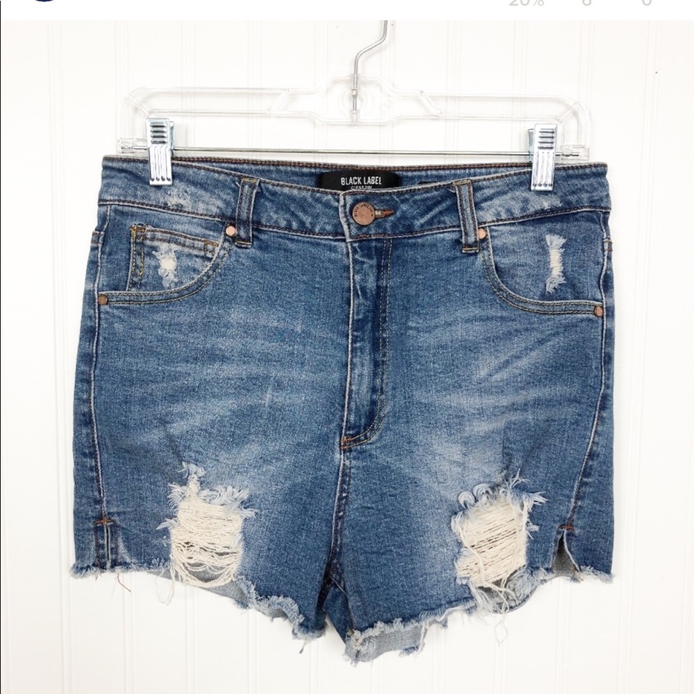 C'est Toi Ripped High Rise Denim Shorts Stretch L